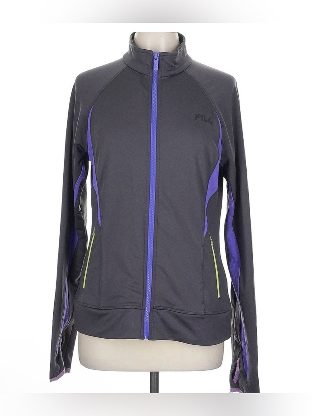 Fila Sport Zip Up Jacket Large Gray Purple Y2K Athleisure Activewear